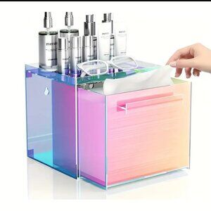 Colorful Storage Box, Acrylic Cosmetic Organizer, Wall-Mounted with Drawer